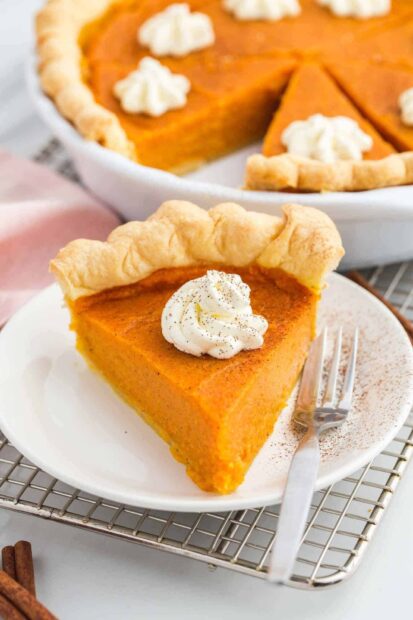 A slice of pie with whipped cream on a white plate ready to eat, HD Mobile Wallpaper