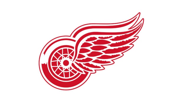 Red Wings logo symbolizing Detroit Red Wings is displayed on a white background