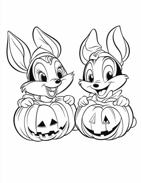 Chip and Dale are ready for Disney Halloween with two carved pumpkins