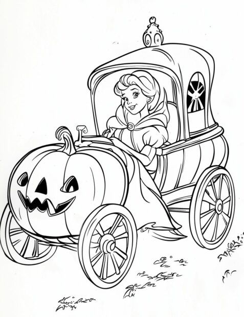 Cinderella drives a special jack o' lantern carriage for Disney Halloween