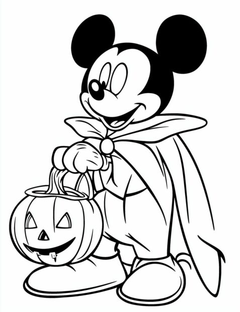Mickey Mouse in a vampire costume is ready for a Disney Halloween trick or treat
