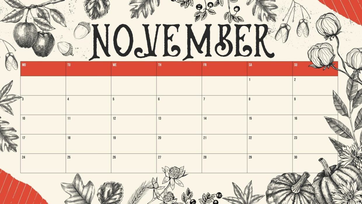 November 2025 Calendar Desktop Wallpapers Collection - PixelsTalk — free download