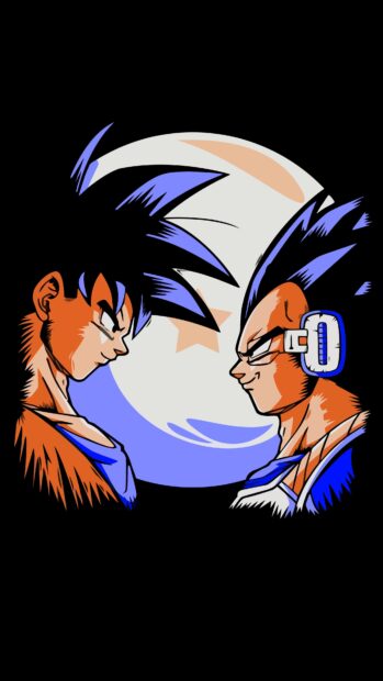 Two Dragon Ball Z Abridged characters face each other with a glowing moon in the background, 4K Phone Wallpaper