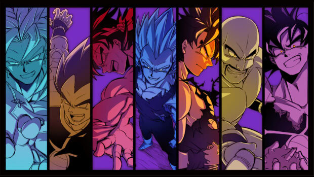 The Dragon Ball Z Abridged characters are shown in dynamic poses with vibrant colors, HD Desktop Wallpaper