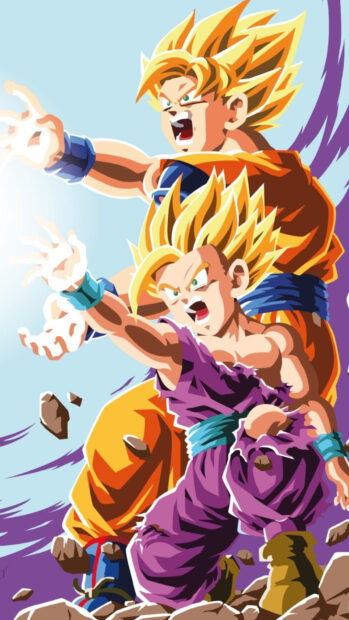 Goku and Gohan powering up together in Dragon Ball Z Abridged Wallpapers, HD Phone Wallpaper