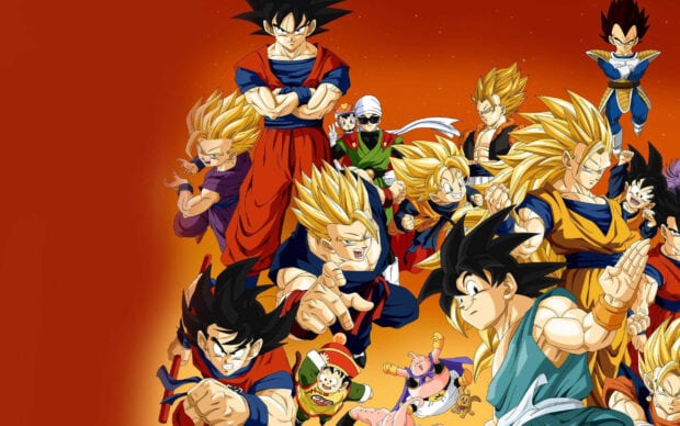 The Dragon Ball Z Abridged characters gather ready for battle in a vibrant scene, 2K Desktop Wallpaper