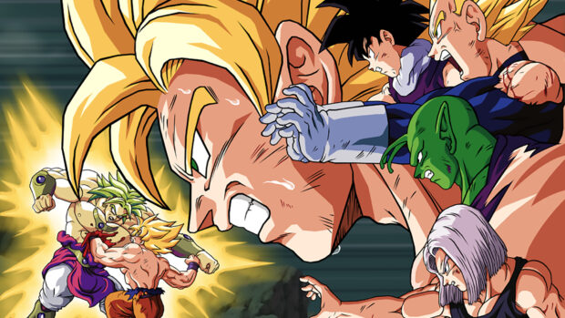 Characters from Dragon Ball Z Abridged face an intense battle in the scene, HD Desktop Wallpaper