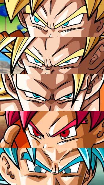 Close up of intense Dragon Ball Z Abridged character faces showing different forms and expressions, HD Phone Wallpaper