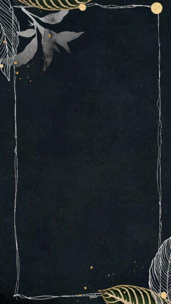A dark pattern featuring gold leaf details and delicate white lines, HD Mobile Wallpaper