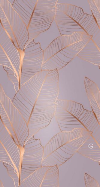This image features gold leaf patterns in an elegant design on a soft purple background with fine line details