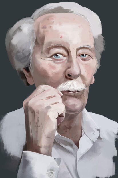 A detailed digital painting of Jean Rochefort showing his thoughtful expression, 2K PC Wallpaper