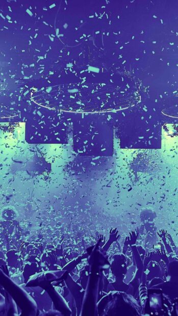 People enjoying a nightclub with confetti falling around them, HD Mobile Wallpaper