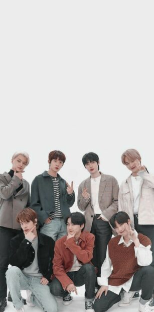The Enhypen members pose casually in modern outfits, HD Phone Wallpaper