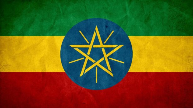 The Ethiopia flag features a green, yellow, and red tricolor with a blue circle and star emblem, HD Desktop Wallpaper