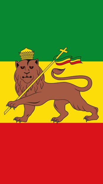 The Ethiopian flag features a crowned lion holding a cross and ribbon in front of green, yellow, and red stripes, HD Phone Wallpaper