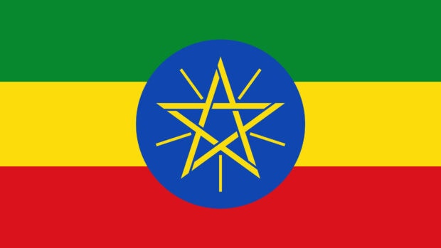 The Ethiopian flag displays green, yellow, and red stripes with a blue circle and yellow star in the center, 4K Desktop Wallpaper