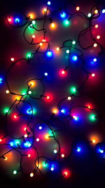 Colorful fairy lights glowing brightly in the dark creating a vibrant atmosphere