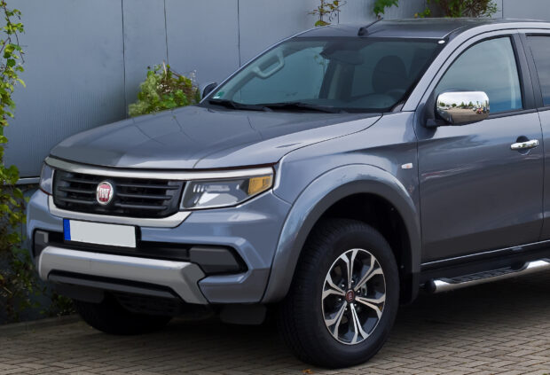 A gray Fiat Fullback pickup truck parked on the street, HD Desktop Wallpaper