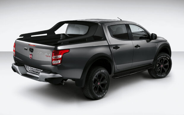 A gray Fiat Fullback pickup truck is shown from the rear side in a studio, HD Desktop Wallpaper