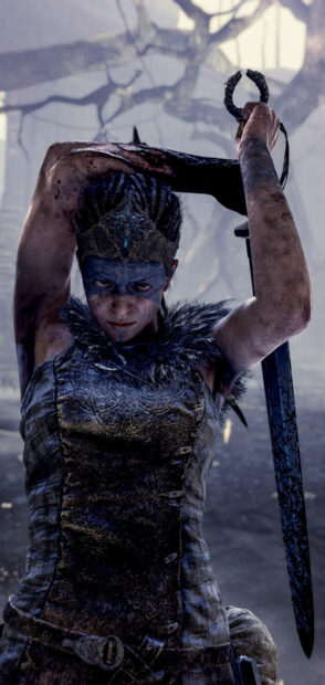 The fierce warrior from Hellblade prepares for combat with determination, HD Phone Wallpaper