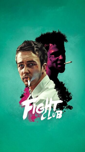 The image shows a detailed portrait with two faces and the text Fight Club, HD Phone Wallpaper