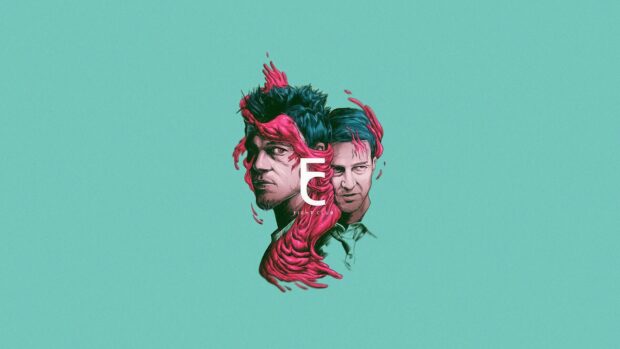 The Fight Club artistic design shows two main characters with red fluid shapes, HD Desktop Wallpaper
