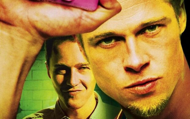 Two main characters pose intensely in Fight Club, HD Desktop Wallpaper