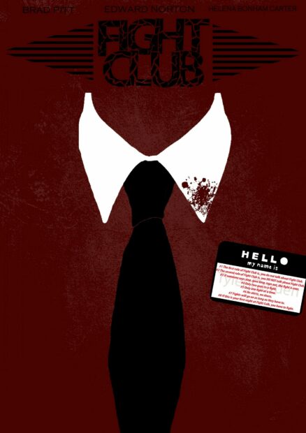 A graphic design showing a tie and collar with Fight Club rules on a name tag, HD Mobile Wallpaper