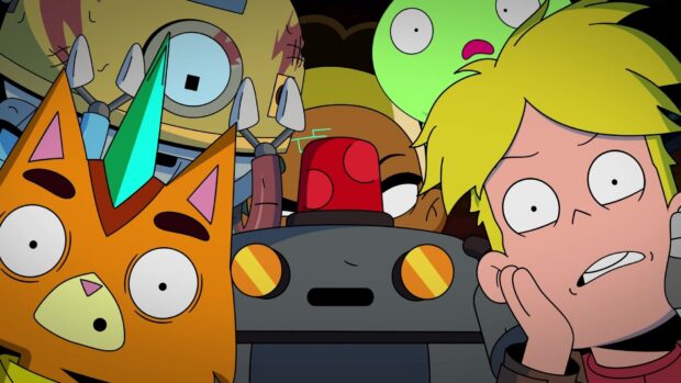 The Final Space characters are gathered with varied expressions in a close up view, HD Desktop Wallpaper