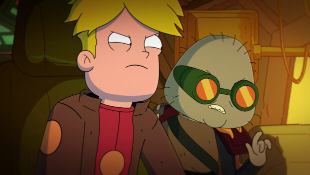 Two characters from Final Space are shown in a tense scene, HD Desktop Wallpaper