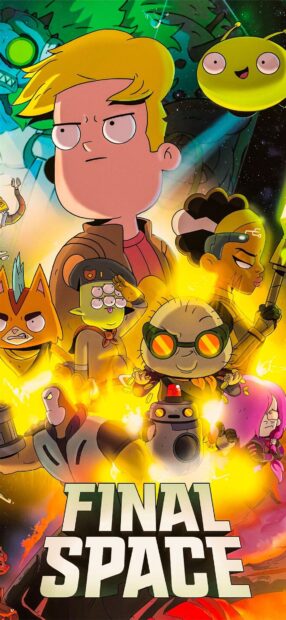 Final Space wallpapers featuring main characters in a dynamic space scene, HD Phone Wallpaper