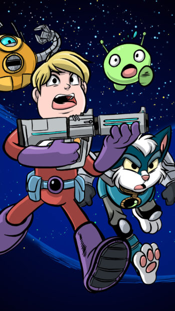 The Final Space characters are running through space with weapons and determined expressions, HD Phone Wallpaper