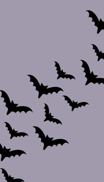 A group of black bats flying against a purple background in various directions, HD Phone Wallpaper