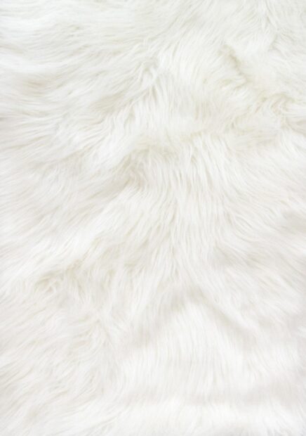 Soft white fur texture with smooth and fluffy strands for cozy feel
