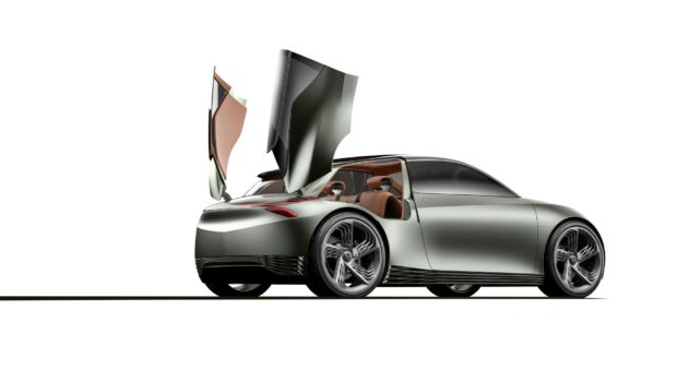 A sleek Genesis car with butterfly doors open showcases a modern design, HD Desktop Wallpaper