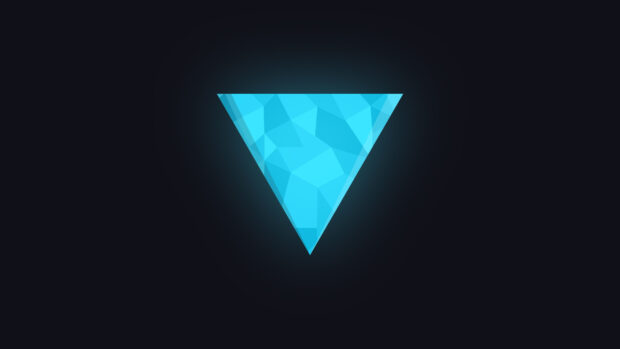 Blue geometric abstract triangle with polygonal shapes on dark background