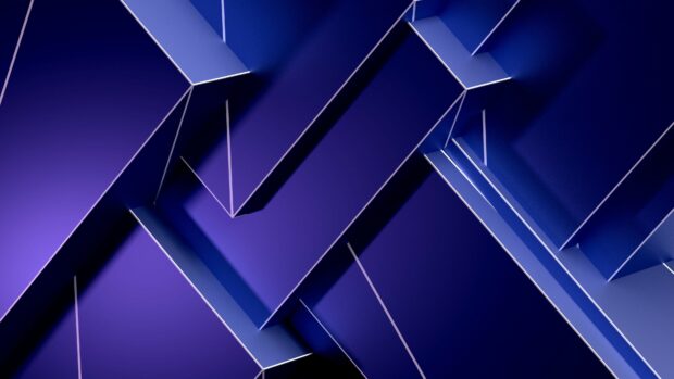 Deep blue geometric shapes forming an abstract design with sharp edges and lines
