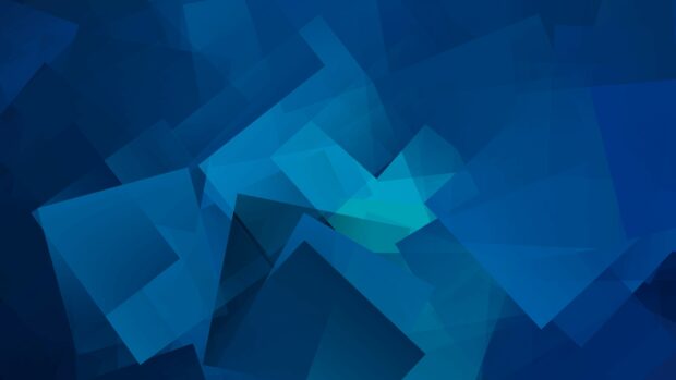 Overlapping geometric shapes create an abstract composition with shades of blue