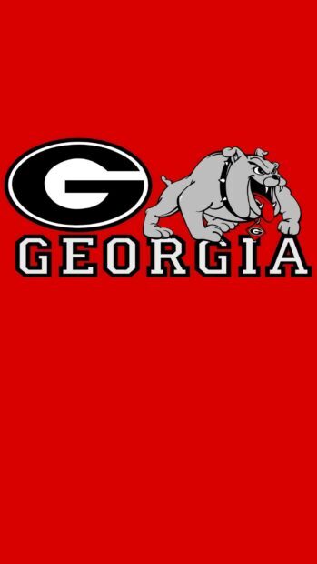 Georgia Bulldogs logo with fierce bulldog mascot on red background