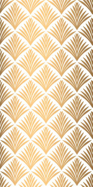 A gold leaf pattern decorates the white background with a symmetrical design, 2K Phone Wallpaper