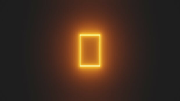 A glowing gold lights rectangle shape on a dark background with gold lights
