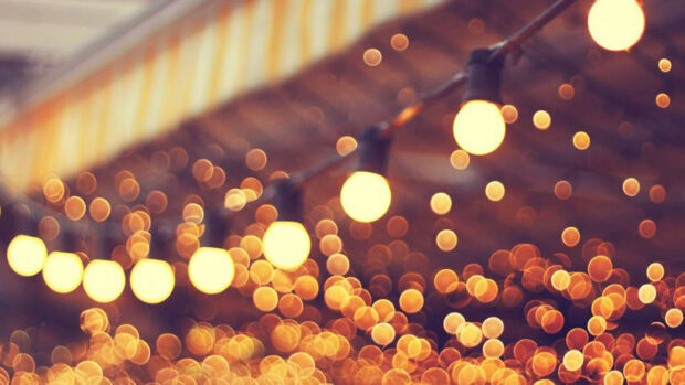String of gold lights creating a warm glowing gold lights effect
