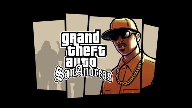 A detailed illustration of Grand Theft Auto San Andreas character wearing sunglasses and a gold chain