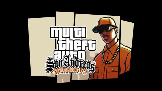 A character from Grand Theft Auto San Andreas wearing sunglasses and a gold chain