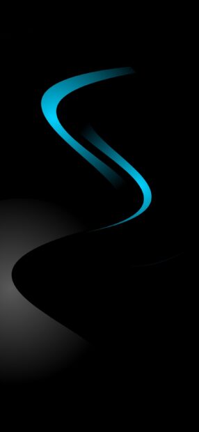 Abstract blue curved graphic design with dark smooth shapes