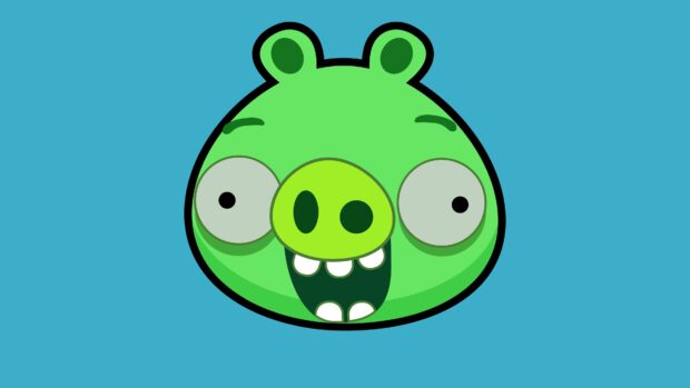 Nhân vật lợn Angry Birds màu xanh lá cây với đôi mắt và hàm răng to, Hình nền máy tính 4K