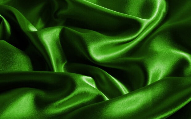 A close up of green smooth silk fabric showing its shiny texture and folds, HD Desktop Wallpaper