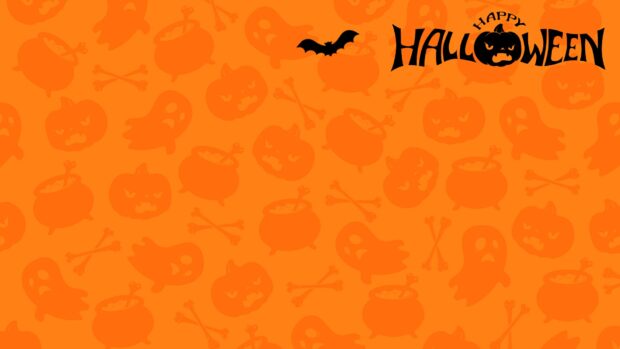 An orange background with spooky patterns for a Happy Halloween 2025