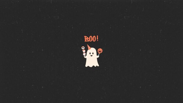 A minimalist cute ghost says boo to celebrate Halloween 2025