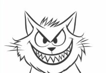 A sinister Halloween cat bares its sharp fangs and claws